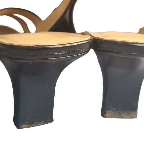 Ann Taylor Carolina Heels Open Toe Sandal Black Womens Size 7M - Picture 11 of 14